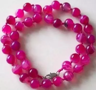 10 мм АНТИЧНЫЙ АРТ-ДЕКО НАСТОЯЩИЙ РЕДКИЙ РОЗОВЫЙ АГАТОВЫЙ ХАЛЦЕДОН-БУСИНЫ ОЖЕРЕЛЬЕ