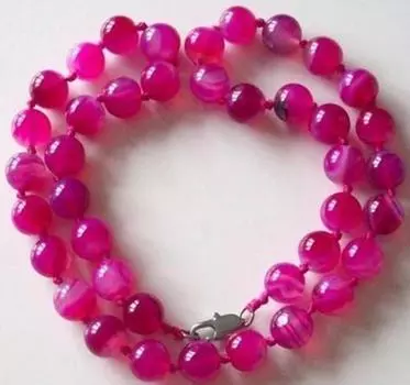 10 мм АНТИЧНЫЙ АРТ-ДЕКО НАСТОЯЩИЙ РЕДКИЙ РОЗОВЫЙ АГАТОВЫЙ ХАЛЦЕДОН-БУСИНЫ ОЖЕРЕЛЬЕ