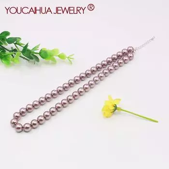 10 мм фиолетовое жемчужное ожерелье в форме ракушки, круглые бусины, шейная цепочка, рождественские подарки для женщин, 18 дюймов, женские ювелирные изделия/дизайн 45cm фиолетовый