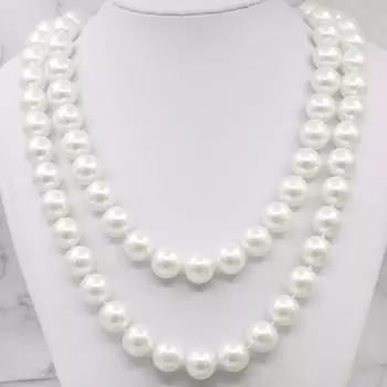 10 мм круглое жемчужное ожерелье из белой морской ракушки для изготовления ювелирных изделий, дизайнерские украшения ручной работы, подарки для девочек и женщин, 35 дюймов;АААксу35 EA1023025468