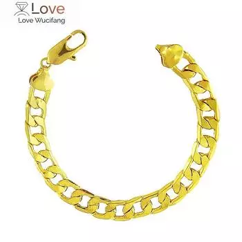 10 мм Miami Curb кубинский браслет-цепочка для мужчин 24k золотой цвет хип-хоп вечеринка ювелирные изделия браслет 8 дюймов
