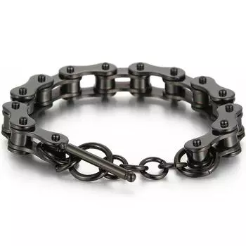 10 мм ширина велосипед мотоцикл цепь браслет для мужчин хип-хоп стиль черный золотой цвет 316L нержавеющая сталь мужские велосипедные браслеты 21.5CM золотой