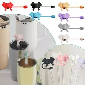 10 мм силиконовый бант соломенная крышка колпачок совместимый наконечник крышка чашка силиконовый многоразовый протектор Str P8J5 White-1pcs