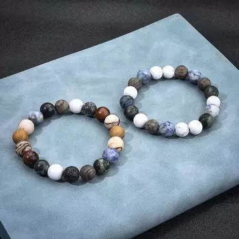 10 мм Starry Sky Exploration Series Hand Chain Agate Volcanic Stone Wetting Регулируемый браслет Украшения Подарок 15CM