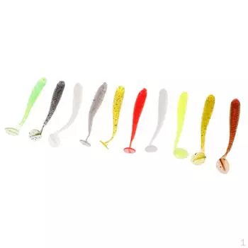 10 мягких рыболовных приманок с Т-образным хвостом, червячная приманка Crank Bass