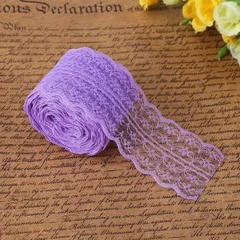 10 мРулон 4,5 см Ширина кружевной ленты DIY Декоративное кружево для свадьбы, дня рождения, Рождества(пурпурный) светло-фиолетовый