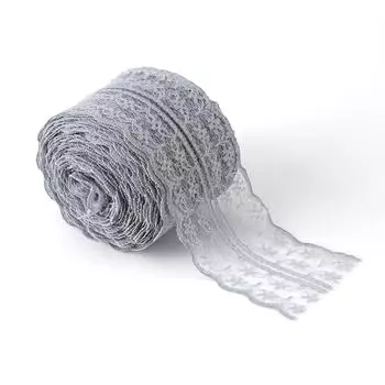 10 мРулон 4,5 см Ширина кружевной ленты DIY Декоративное кружево для свадьбы, дня рождения, Рождества(серый) серый