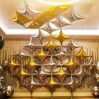 10 наборов 26-дюймовых больших золотых и серебряных квадратных воздушных шаров из алюминиевой фольги в форме звезд для дней рождения, юбилеев, вечеринок и звездных украшений