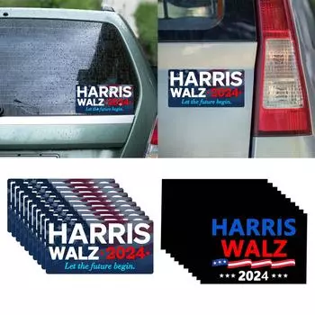 10 наклеек на бампер автомобиля Harris Walz размером 8x4 дюйма, водонепроницаемые наклейки для ноутбука, внешние самоклеящиеся наклейки синий