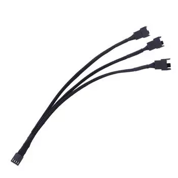 10 NEW 1 To 3 Way Splitter Sleeved 4-Pin PWM Connector Fan Extension Cable