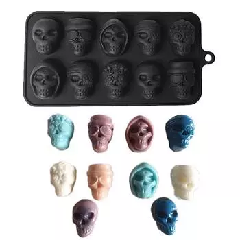 10 отверстий Череп кубик льда силиконовая форма Хэллоуин креативная многоразовая DIY конфеты виски шоколад мыло форма кухонные принадлежности