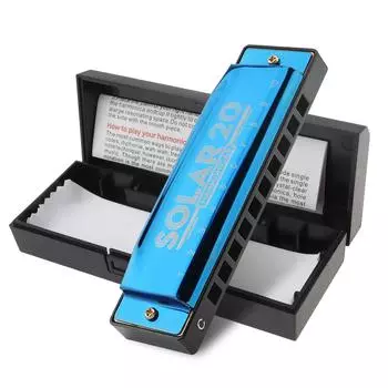 10 отверстий Губная гармошка Блюз для начинающих Прочная Губная гармошка 20 мелодий Синяя Музыкальные подарки