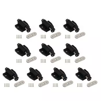 10 Pack Sturdy Stainless Steel Magnetic Push Open Door Catch Home Accessory for Cabinets Easy to Installion Latches чёрный
