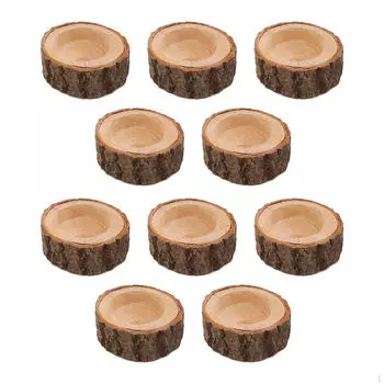 10 Pack Wooden Tea Light Candle Holders for Birthday Prayer Housewarming Party Taper Candles 6cmx2.5cm
