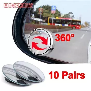 10 Pairs Car Round Frame Convex Blind Spot Mirror Safety Driving Wide-angle 360° Adjustable Rear View Mirror Car Accessories