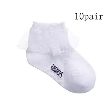 10 Pairs Cotton Lace Ruffle Princess Mesh Breathable Socks Children Ankle Short Dancing Sock White Baby Girls Kids Toddler 1-3 Year Old