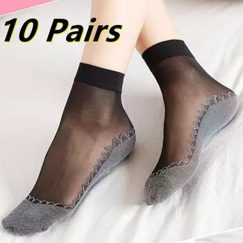 10 пар бархатных, шелковых, женских, с хлопковой подошвой, мягкая нескользящая подошва, массажные, впитывающие влагу, нескользящие носки 10 Pairs кофейный