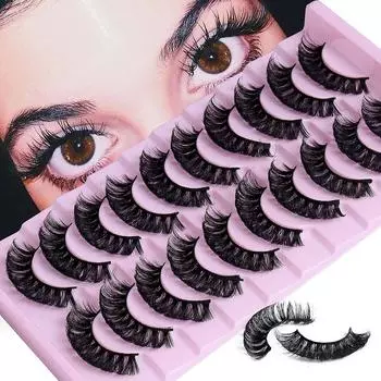 10 пар DD Curl Lashes, русские полосатые ресницы, 3D норковые ресницы, натуральные длинные многоразовые пушистые ресницы, наращивание 10 pairs