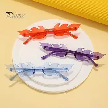 10 пар декоративных очков в форме пламени с носоупорами, линзы без искажений, мужские и женские очки для фотосъемки на сцене, очки для выступлений жёлтый