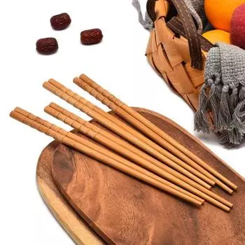 10 пар деревянных палочек для еды без заусенцев, удобная ручка, многоразовые палочки для еды ручной работы из натурального бамбука, ежедневное использование A