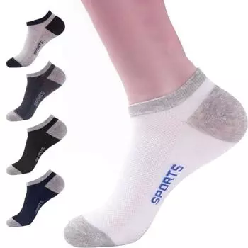 10 пар хлопковых мужских тонких носков-лодочек с буквенным принтом, короткие носки для бега, мягкие спортивные white-10pairs