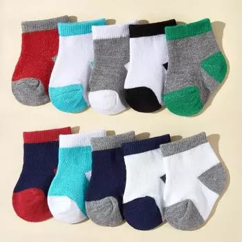 10 пар/комплект детские носки хлопковые детские носки-лодочки для мальчиков и девочек низкие носки для детей всесезонные L(2-3y) разноцветный
