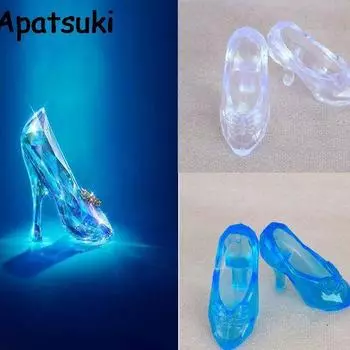 10 пар/лот, модные туфли Золушки с кристаллами для куклы Барби, аксессуары, 2 цвета, сандалии на высоком каблуке, обувь для куклы 1/6 белый