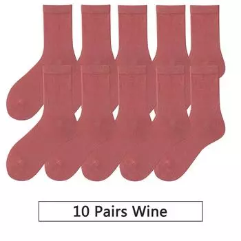10 пар/лот Новые женские хлопковые носки Мужские носки Однотонные Осенние Весенние Для женских Мягкие Дышащие Разноцветные Девичьи EUR 37-42