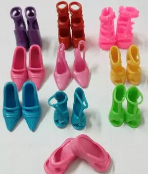 10 пар/лот, разноцветные аксессуары для кукол, обувь для куклы Барби, тапочки, сандалии на каблуке, ботинки, лучший подарок для девочки, детские игрушки разноцветный