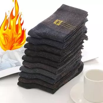 10 пар мужских зимних толстых теплых шерстяных носков в полоску, повседневные деловые мужские носки 10 pair