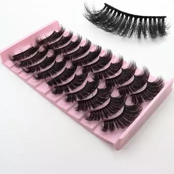 10 пар накладных ресниц3D пушистые мягкие толстые вьющиеся черные матовые преувеличенные ресницы для вечернего макияжа D10-8D047
