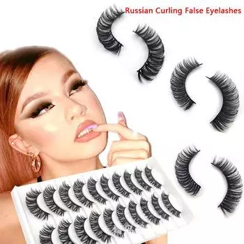 10 пар накладных ресниц с завитками, 3D норковые ресницы, многоразовые пушистые накладные ресницы 2