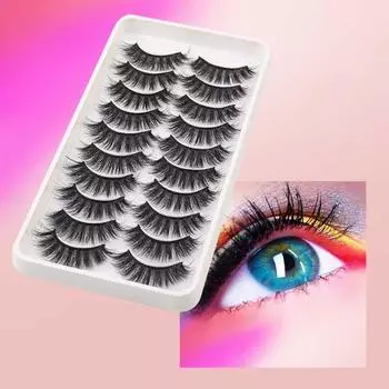 10 пар накладных ресниц стильные универсальные волокна для макияжа ресницы для женщин Set