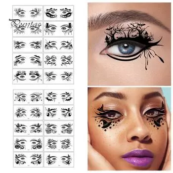 10 пар наклеек для глаз на Хэллоуин, паук, летучая мышь, череп, татуировки на лице, наклейки для женщин, девочек, маскарад, косплей, вечеринка B