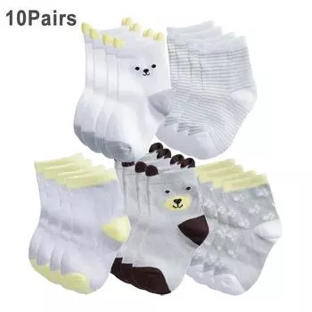 10 пар носков для мальчиков с рисунком, весна-осень, полосатые носки в горошек, детские носки до щиколотки для мальчиков, влагоотводящие мягкие короткие носки для малышей 1-3 Years