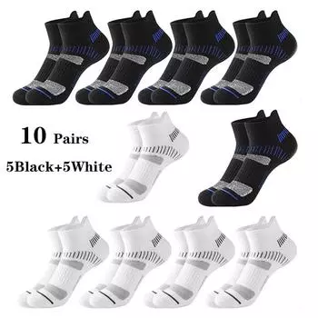 10 пар носков до щиколотки, мужские хлопковые высококачественные спортивные носки для фитнеса и бега, дышащие, удобные, сетчатые, повседневные, короткие носки