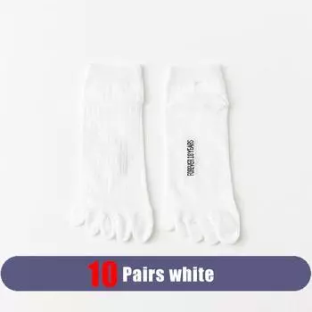 10 пар носков до щиколотки с пятью пальцами, мужские хлопковые полосатые однотонные дышащие впитывающие пот молодежные модные спортивные короткие носки для студентов EU39-44