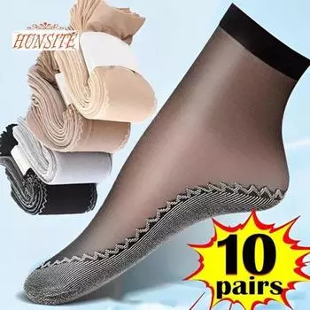 10 пар носков до щиколотки, ультратонкие дышащие, нескользящие, однотонные, впитывающие пот бесшовные летние хлопковые подошвы, прозрачные носки для дома серый