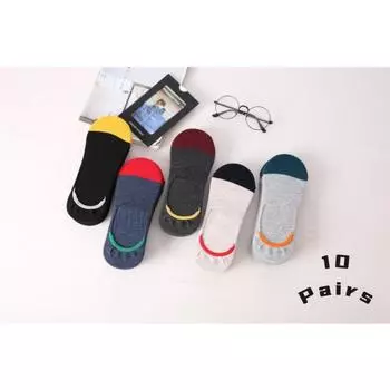 10 пар носков, носки-лодочки унисекс, летние тонкие хлопковые носки-лодочки, нескользящие, дышащие, силиконовые, не спадают с пятки, невидимые носки One Size