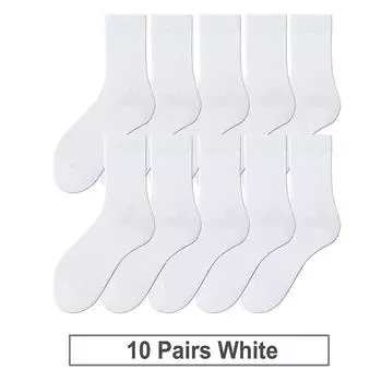 10 пар новых мужских хлопковых носков, новые стили, черные деловые мужские носки, мягкие, дышащие, осень-весна, для мужчин, белые 10 Pairs One Package