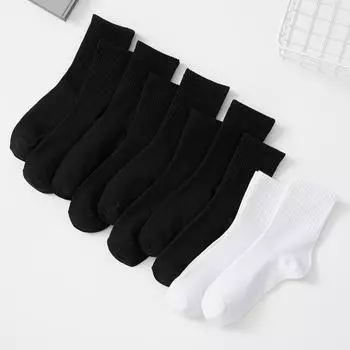 10 пар однотонных белых носков для мужчин, высокие гольфы, модный и классический набор носков One Size