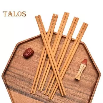 10 пар палочек для еды из бамбукового дерева, удобная ручка, нескользящая, противодеформируемая, полезная карбонизация, палочки для еды из бамбукового дерева, закусочной, еды, лапши