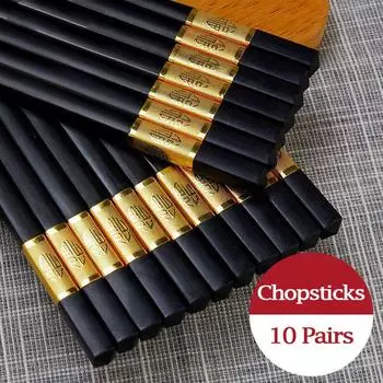 10 пар японских палочек для еды, высокая температура для суши, многоразовые палочки из сплава, корейский набор палочек для еды, здоровая кухонная посуда