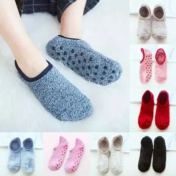 10 пар силиконовых утепленных полов для взрослых, бархатные женские зимние домашние носки, теплая обувь, домашние нескользящие носки 10 Pairs разноцветный