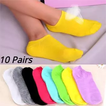 10 пар удобных хлопковых носков ярких цветов, тапочки, короткие носки, модные дышащие носки с низким вырезом One size