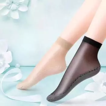 10 пар весенне-летних женских мягких носков, тонкие шелковые носки с нескользящей подошвой, модные прозрачные женские дышащие носки 10 Pairs чёрный