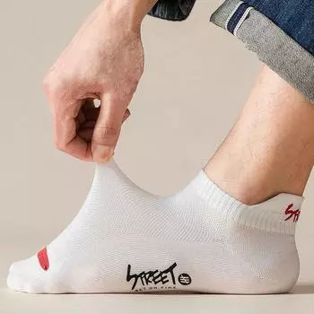 10 пар высококачественных женских носков до щиколотки, дышащие хлопковые низкие короткие повседневные спортивные противоизносные модные уличные нескользящие носки Four Seasons 5 pairs разноцветный