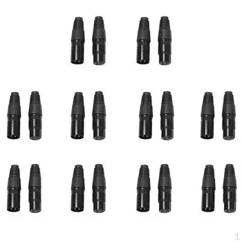 10 пар XLR 3-контактный разъем для микрофонного кабеля «папа» и «мама», черный