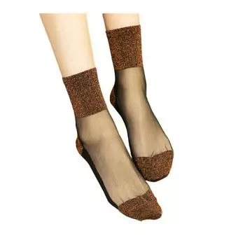 10 пар женских прозрачных блестящих носков до щиколотки, шелковистые прозрачные блестящие носки, ультратонкие блестящие короткие носки для весны и лета золотистый