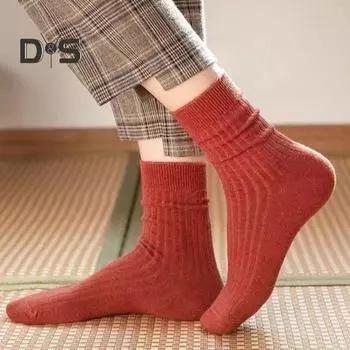 10 пар зимних носков, утолщенные плюшевые носки средней длины, высокоэластичные, с вышитым сердцем, нескользящие, не скатывающиеся, носки-тапочки, комфортные, теплые, спальные носки 10pcs